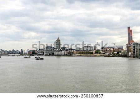Embankment, bridges, river Thames in London in the Chelsea District. England, UK.