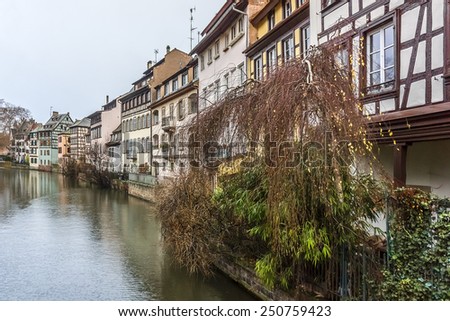 Nice houses in Petite-France (Little France) in Strasbourg, Alsace. Petite-France is an historic area in the center of Strasbourg.