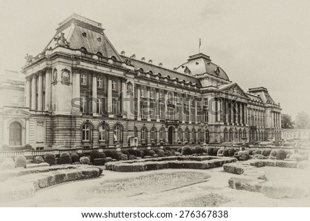 Royal Palace of Brussels (Palais Royal de Bruxelles, 1783 - 1934) - official palace of King and Queen of Belgians in centre of nation\'s capital Brussels, Belgium. Antique vintage.