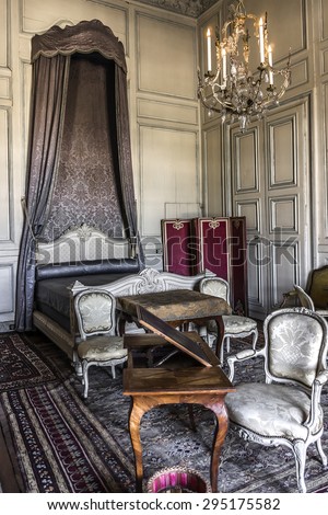 PARIS, FRANCE - APRIL 25, 2015: Interior of Chateau de Champs-sur-Marne, built in 1707 by Jean-Baptiste Bullet de Chamblain. Champs-sur-Marne - French town in historic province of Brie.