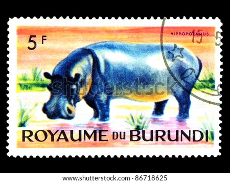 BURUNDI - CIRCA 1964: stamp printed in Kingdom of Burundi shows an African animal with the inscription 