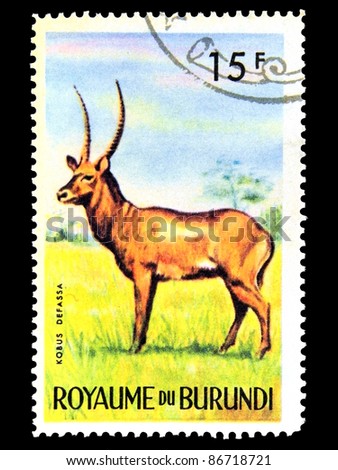 BURUNDI - CIRCA 1964: stamp printed in Kingdom of Burundi shows an African animal - Antelope with the inscription 
