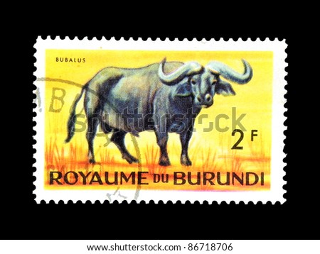 BURUNDI - CIRCA 1964: stamp printed in Kingdom of Burundi shows an African animal - Buffalo with the inscription \