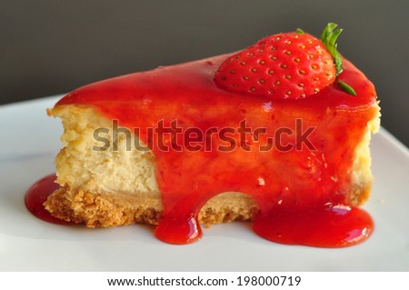 Strawberry cheesecake with fresh strawberry in tea times