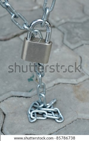 Locked with a chain lock to secure the property.