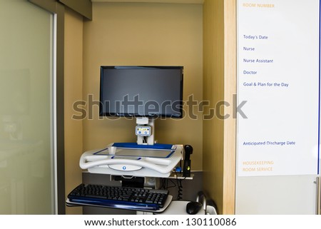 Hospital Room Medical Records Computer and Information Board