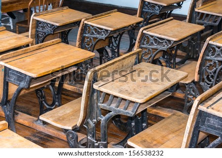 Old Student Classroom Desks