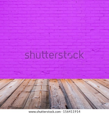 room interior with purple  brick wall  background