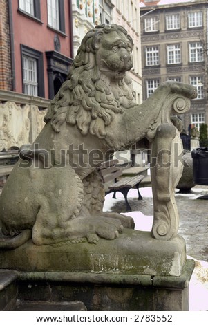 Gdansk, old city, Lion from stone.