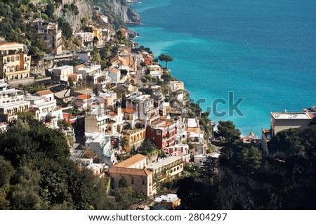 View of Positano, a town in the Amalfi\'s coast in Italy. UNESCO World Heritage Site