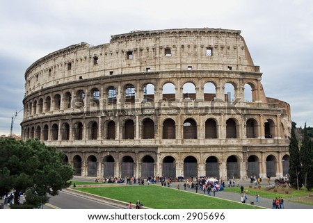stock photo : The Colosseum, famous ancient amphitheater in Rome, Italy.