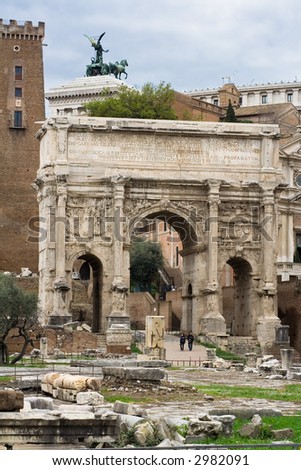 Arch of Septimo Sever (Septimius Sever), imperial forum in Rome,Italy