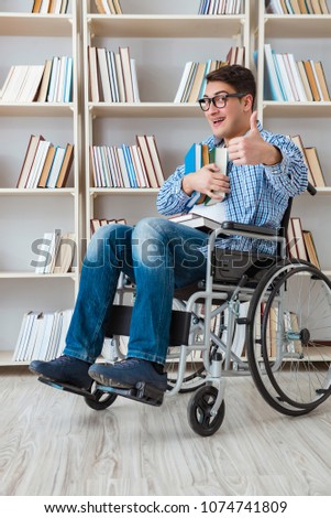 Disabled student studying in the library