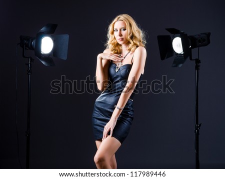 Attractive woman in studio shooting