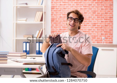Young student preparing for college exams