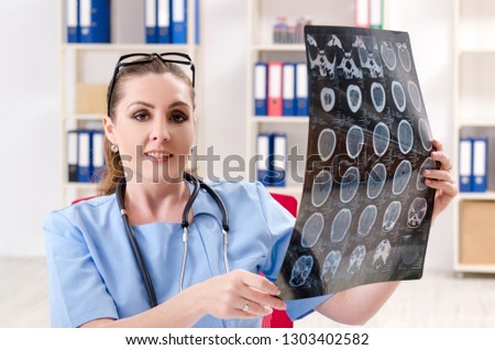 Female doctor radiologist working in the clinic