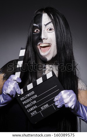 Scary monster with movie board