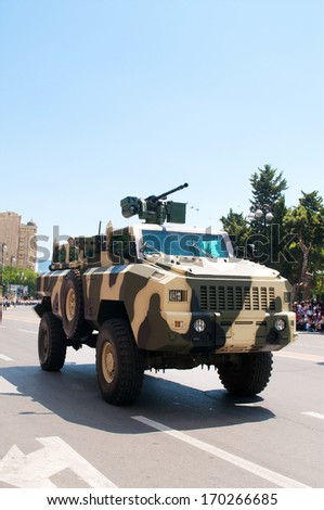 BAKU, AZERBAIJAN - JUNE 26, 2011 : Army Day Military Parade in Baku, Azerbaijan on June 26, 2011.