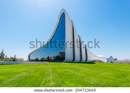 BAKU- MAY 03 Heydar Aliyev Center on May 3 2014 in Baku Azerbaijan Heydar Aliyev Center won the Design Museum's Designs of the Year Award in 2014 BAKU- MAY 03 Heydar Aliyev Center on May 3 2014 in Baku Azerbaijan Heydar Aliyev Center won the Design Museum's Designs of the Year Award in 2014