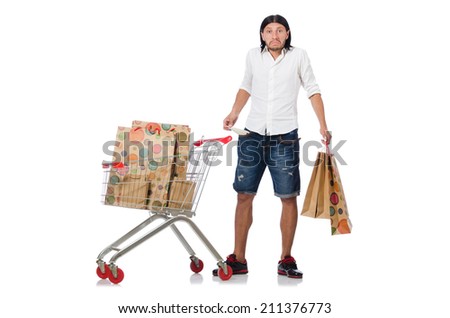 Man running out of money in the supermarket