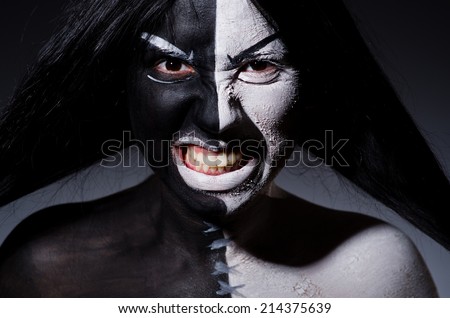 Satan halloween concept with scary woman