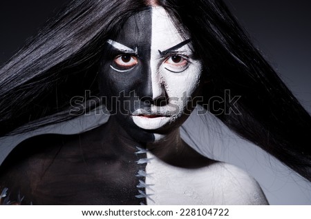 Satan halloween concept with scary woman
