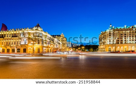 Baku - MAY 30, 2014: Azneft Square on May 30 in Baku, Azerbaijan. Azneft Square is one of the largest squares in Baku