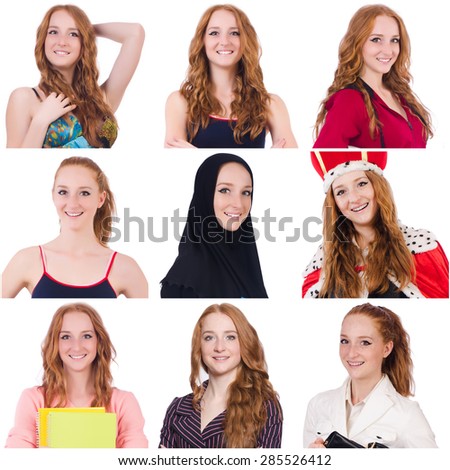 Collage of many faces from same model