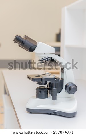 Microscope in the science laboratory