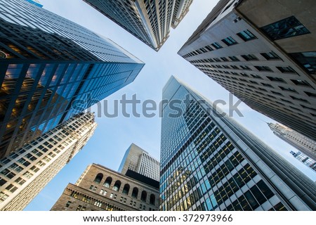 Tall skyscrapers shot with perspective