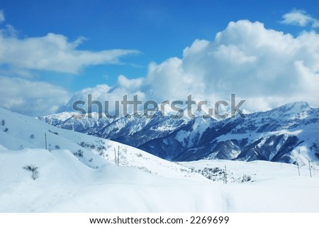 Mountains under snow in winter - Georgia, Gudauri