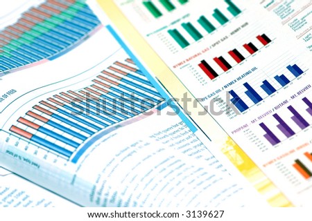 Business concept  - business magazines with  charts and diagrams