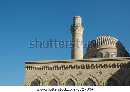 Mosque with one minaret in Baku, Azerbaijan