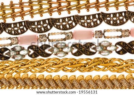Various bracelets isolated on the white background