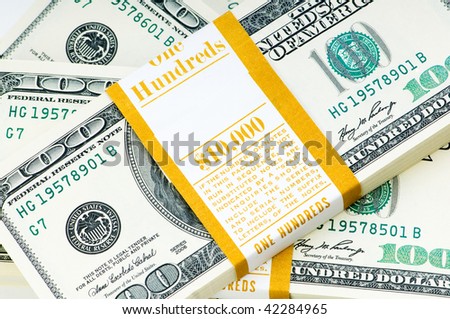 Close up of dollar stacks
