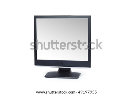 Black lcd monitor isolated on the white
