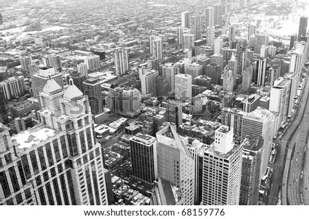 Chicago downtown area - vintage style black and white photo