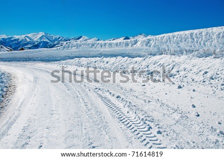 Snow road on the winter day