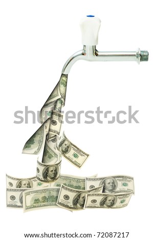 Tap with dollars flowing out of it