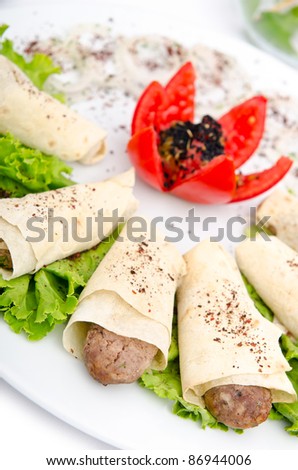 Chicken kebab in pita bread