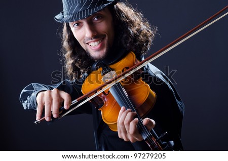 Gypsy violin player in studio