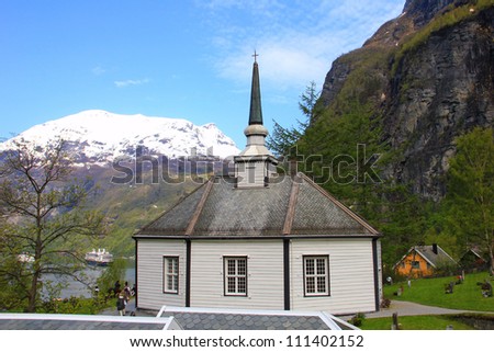 Geiranger church and cemeteries Norway.