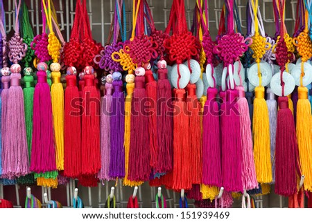 colourful traditional souvenirs in china market