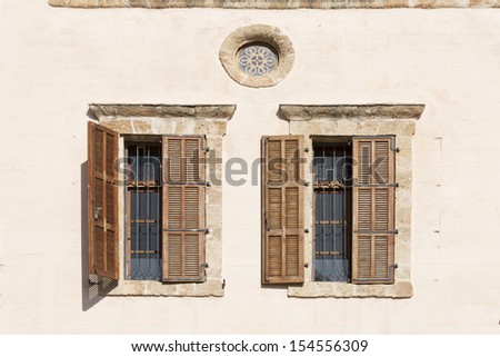 old wooden shuttered window in jerusalem israel