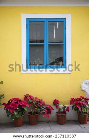 portuguese style colorful window in taipa macau china