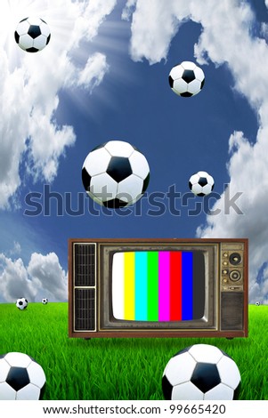 Old TV  Football on the lawn