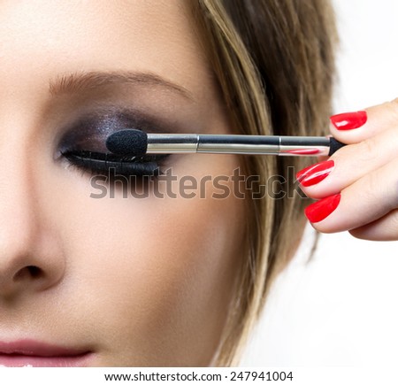 Makeup. Make-up. Eyeshadows. Eye shadow brush