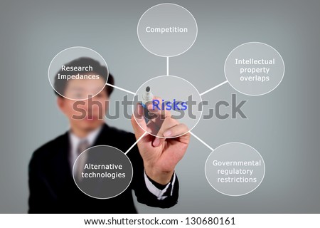 business man draw with marker on empty copy space isolated