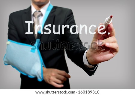 young businessman with broken hand wearing an arm brace, series