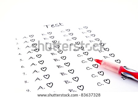 The test list and red pen on the examination